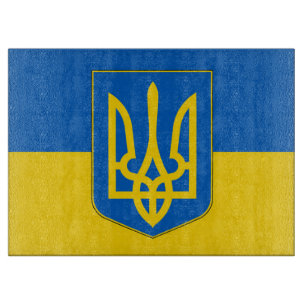 Glasspanplatte mit der Flagge der Ukraine Schneidebrett