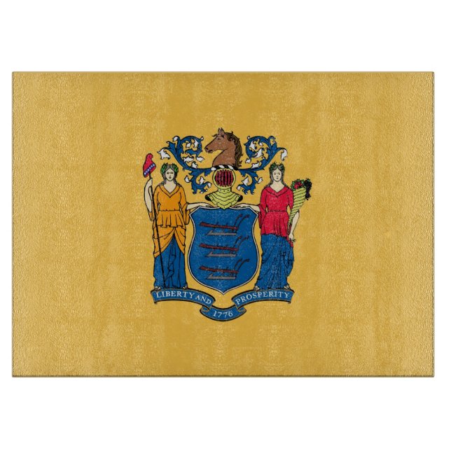 Glasspanplatte mit der Flagge New Jersey USA Schneidebrett (Vorderseite)