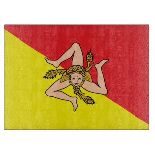 Glasspanplatte mit der Flagge Siziliens, Italien Schneidebrett