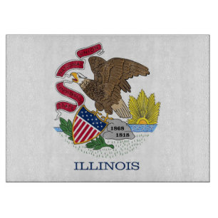 Glasspanplatte mit der Flagge von Illinois, USA Schneidebrett
