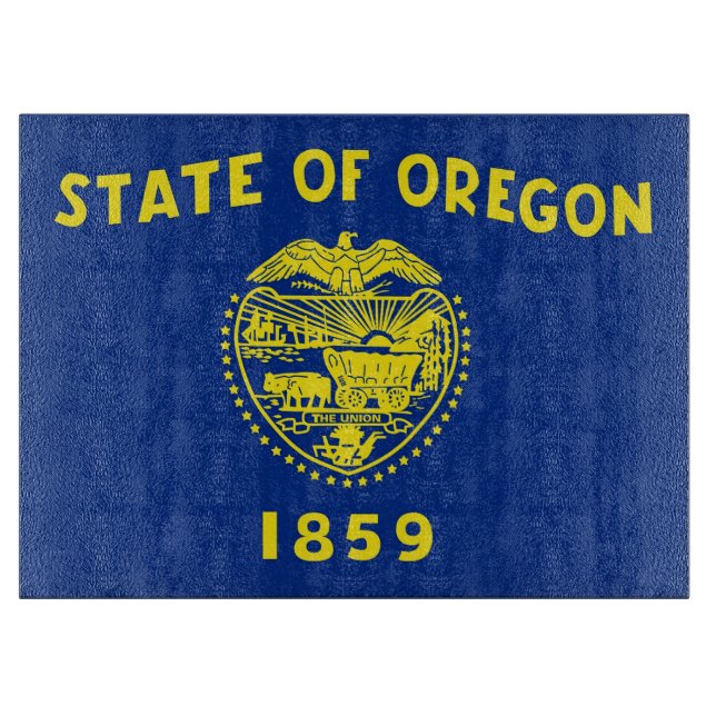 Glasspanplatte mit der Flagge von Oregon, USA Schneidebrett (Vorderseite)