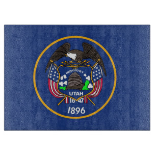 Glasspanplatte mit der Flagge von Utah, USA Schneidebrett