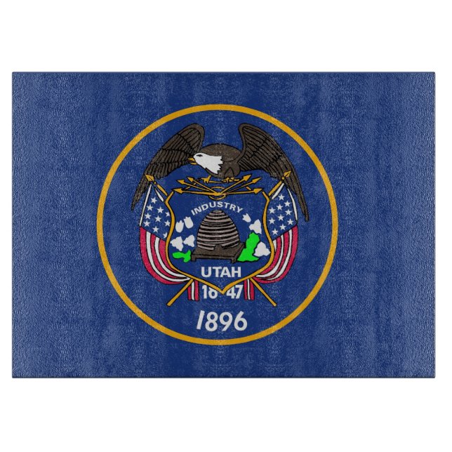 Glasspanplatte mit der Flagge von Utah, USA Schneidebrett (Vorderseite)