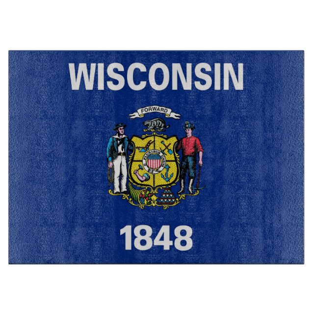 Glasspanplatte mit der Flagge von Wisconsin USA Schneidebrett (Vorderseite)