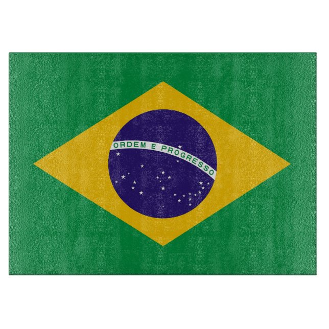 Glasspanplatte mit Flagge Brasiliens Schneidebrett (Vorderseite)