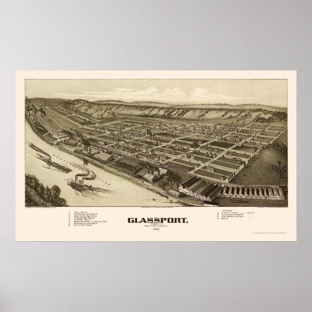 Glassport, PA Panoramic Map - 1902 Poster (Vorne)