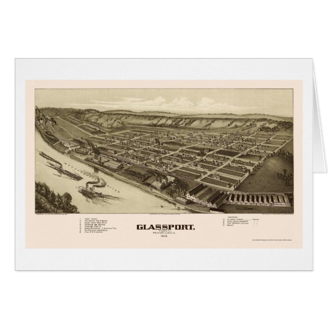 Glassport, panoramische Karte PAs - 1902 (Vorderseite (Horizontal))