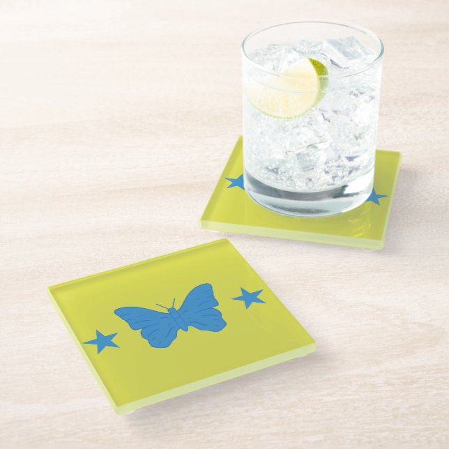 Glasstischset mit Flagge von Bady Bassit Glasuntersetzer (Schrägansicht)