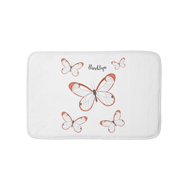Glasswing-Schmetterling-Cartoon Badematte (Vorderseite)