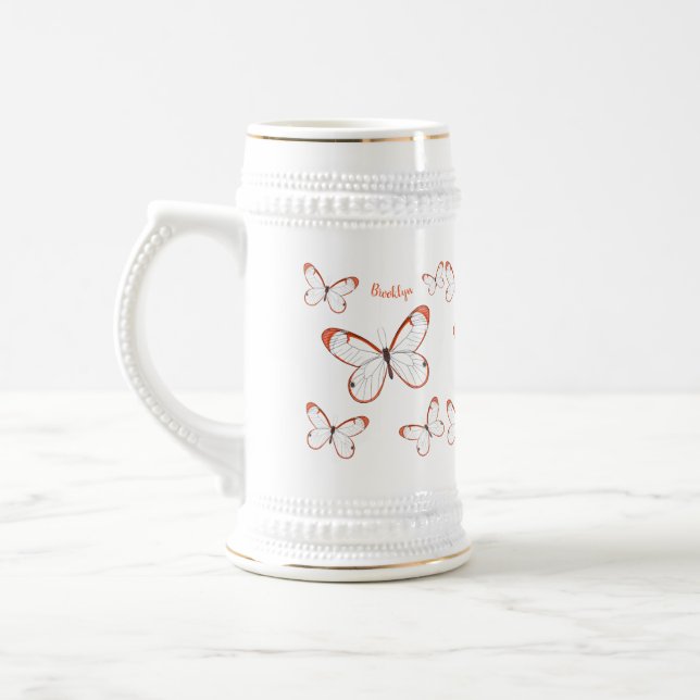 Glasswing-Schmetterling-Cartoon Bierglas (Links)