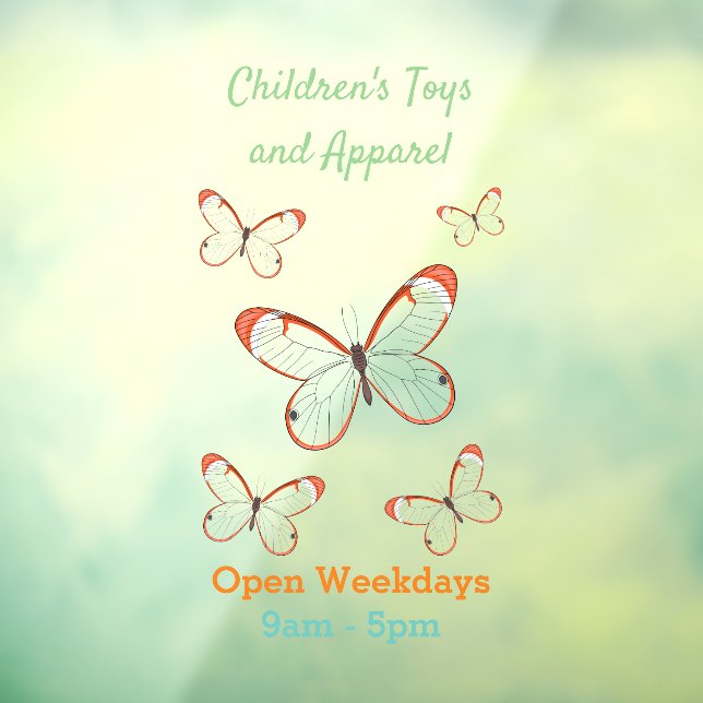 Glasswing-Schmetterling-Cartoon Fensteraufkleber (Blatt 3)