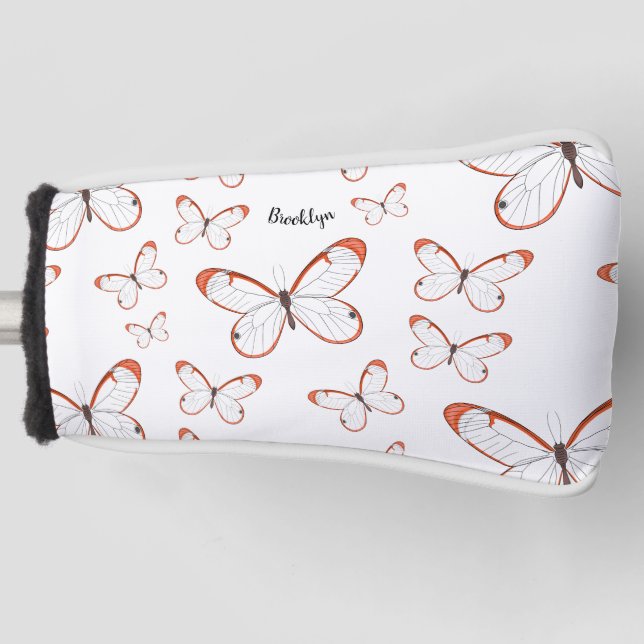 Glasswing-Schmetterling-Cartoon Golf Headcover (Vorderseite)
