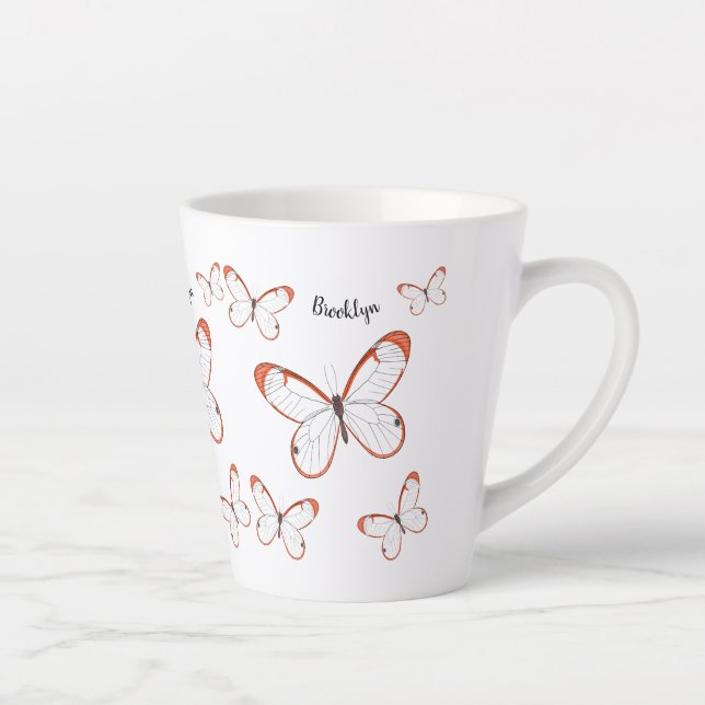 Glasswing-Schmetterling-Cartoon Milchtasse (Rechts)
