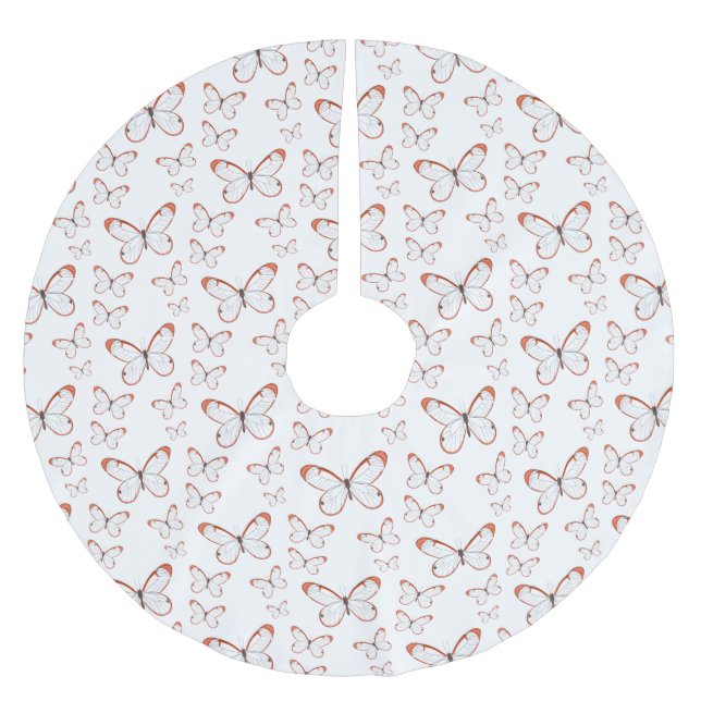 Glasswing-Schmetterling-Cartoon Polyester Weihnachtsbaumdecke (Vorderseite)