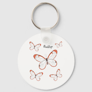 Glasswing-Schmetterling-Cartoon Schlüsselanhänger