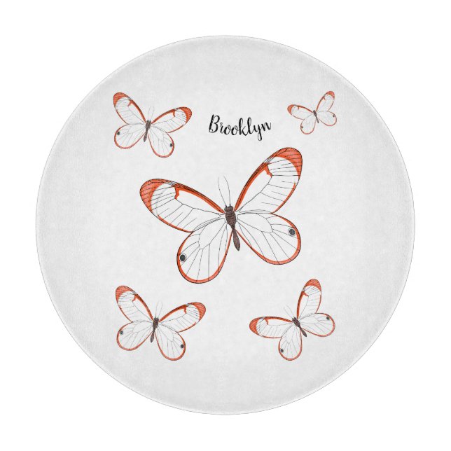 Glasswing-Schmetterling-Cartoon Schneidebrett (Vorderseite)