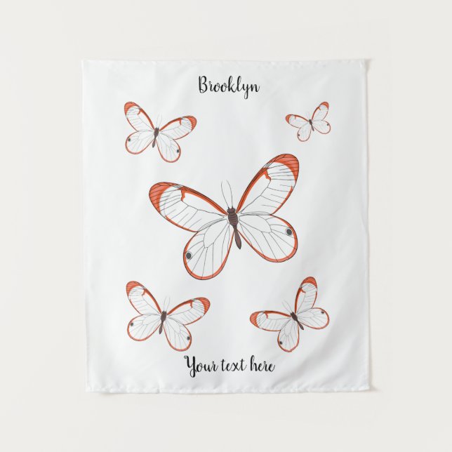 Glasswing-Schmetterling-Cartoon Wandteppich (Vorderseite)
