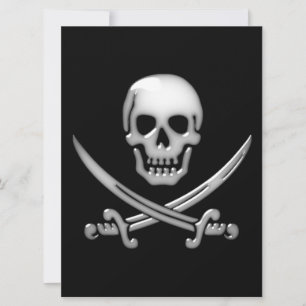 Glassy Pirate Skull & Sword Crossbones