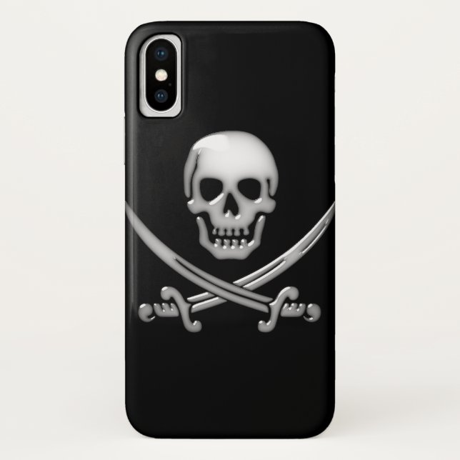 Glassy Pirate Skull & Sword Crossbones Case-Mate iPhone Hülle (Rückseite)
