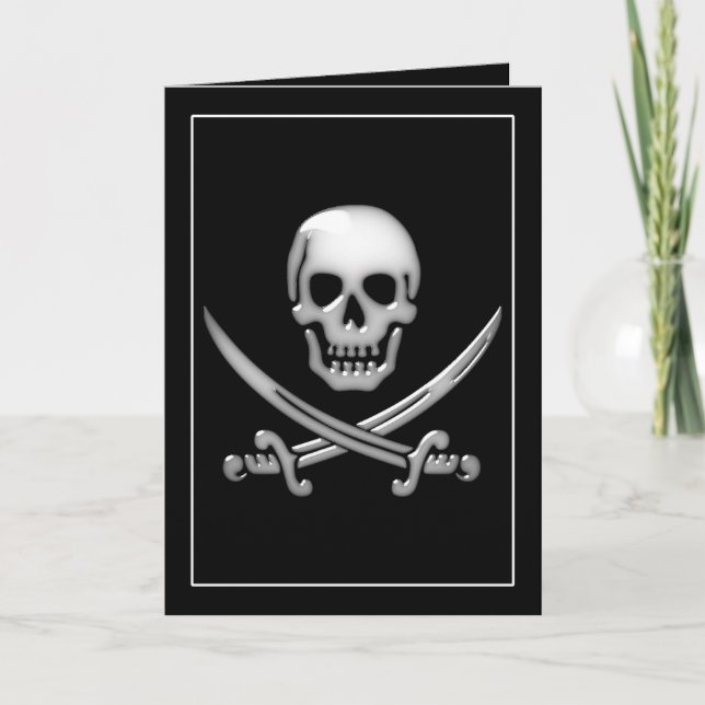 Glassy Pirate Skull & Sword Crossbones Karte (Vorderseite)