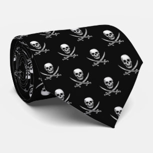 Glassy Pirate Skull & Sword Crossbones Krawatte