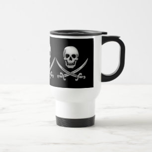 Glassy Pirate Skull & Sword Crossbones Reisebecher