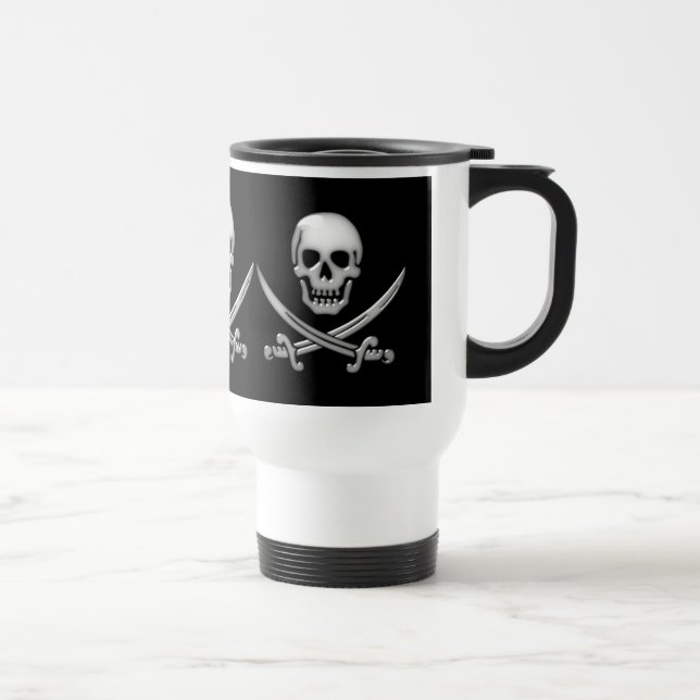 Glassy Pirate Skull & Sword Crossbones Reisebecher (Rechts)