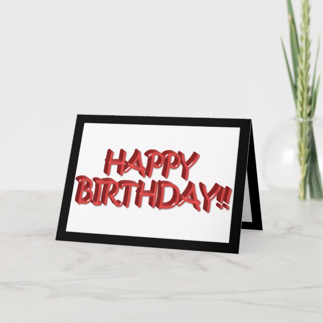 Glassy Red Happy Birthday Text Image Karte (Vorderseite)