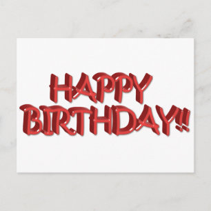 Glassy Red Happy Birthday Text Image Postkarte