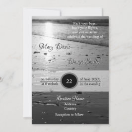 Glassy Sand Grayscale Wedding Einladung