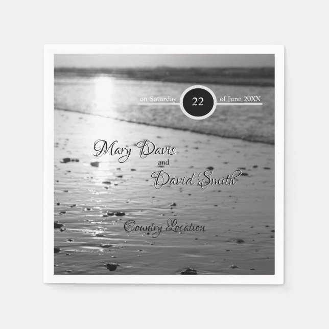 Glassy Sand Grayscale Wedding Serviette (Vorderseite)