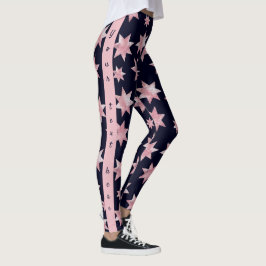 Glastersterne in Rosa auf personalisiertem Blau Leggings