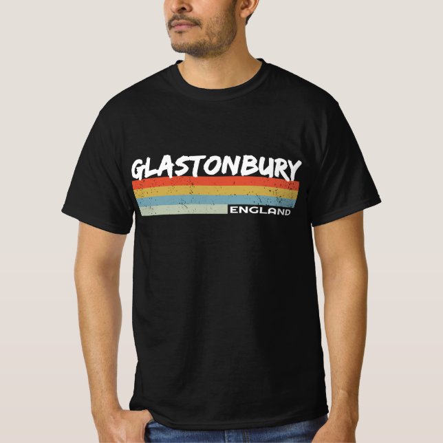 Glastonbury Retro Vintage Streifen T-Shirt (Vorderseite)