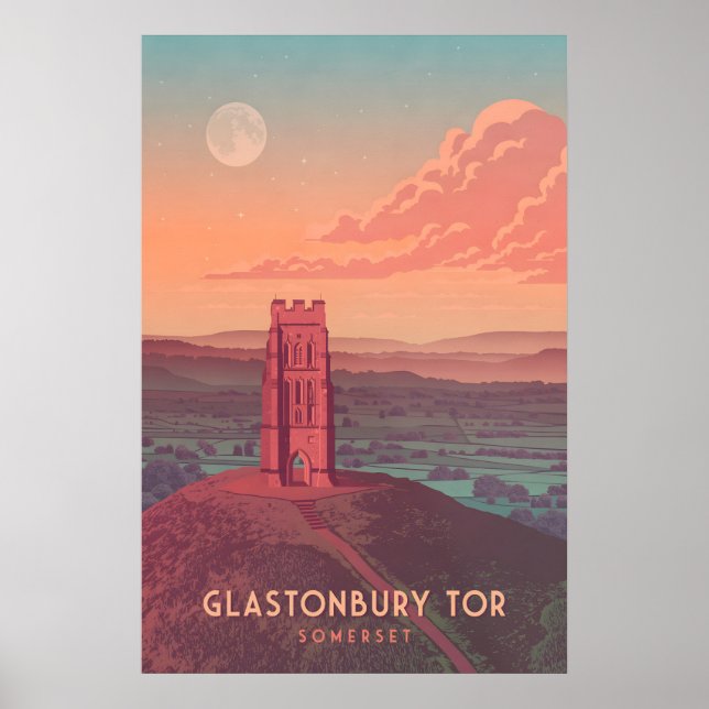 Glastonbury Tor Reiseplakat Poster (Vorne)