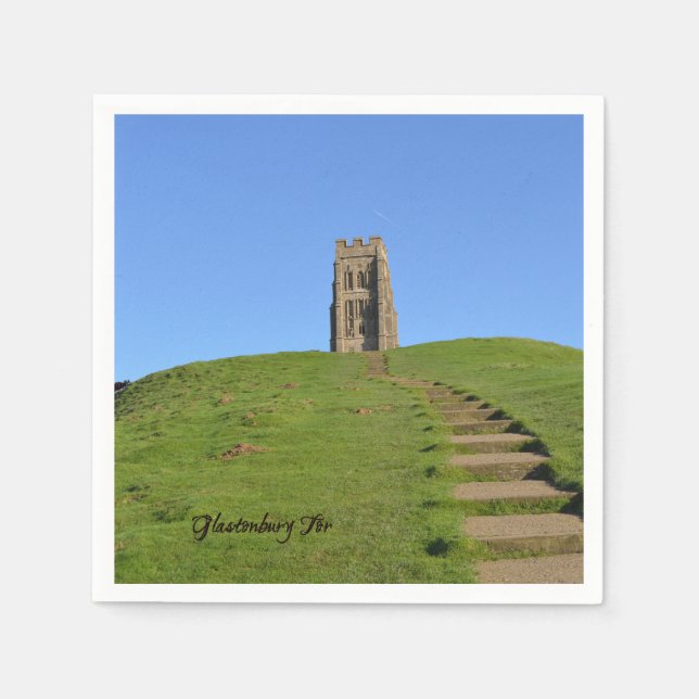 Glastonbury Tor Somerset England Foto Serviette (Vorderseite)