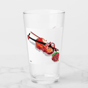 Glastumbler-Geige mit Rose Glas