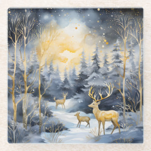Glasuntersetzer - Blaue Goldene Tierkunst