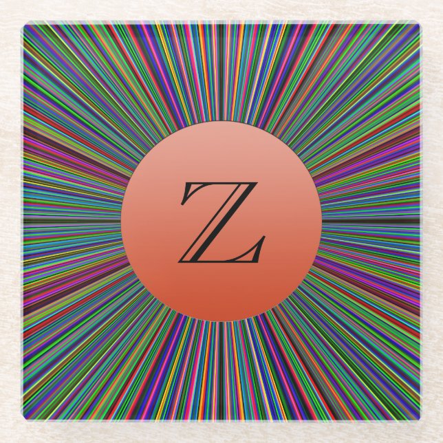 Glasuntersetzer mit ColorBurst-Monogramm Lite Rot (Vorderseite)