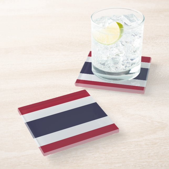 Glasuntersetzer mit der Flagge Thailands (Schrägansicht)
