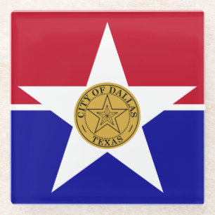 Glasuntersetzer mit Flagge von Dallas, USA