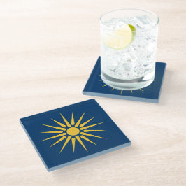 Glasuntersetzer mit Flagge von Makedonien, Grieche