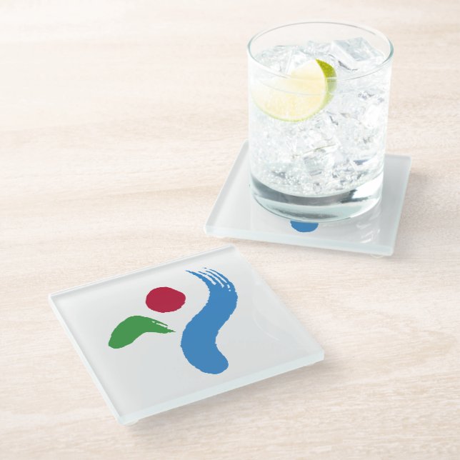 Glasuntersetzer mit Flagge von Seoul, Südkorea (Schrägansicht)