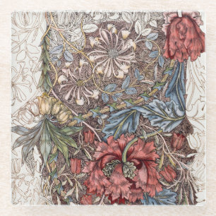 Glasuntersetzer: WILLIAM MORRIS HONEYSUCKLE + TULI Glasuntersetzer