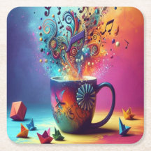 Glasunterteil aus Musikpapier