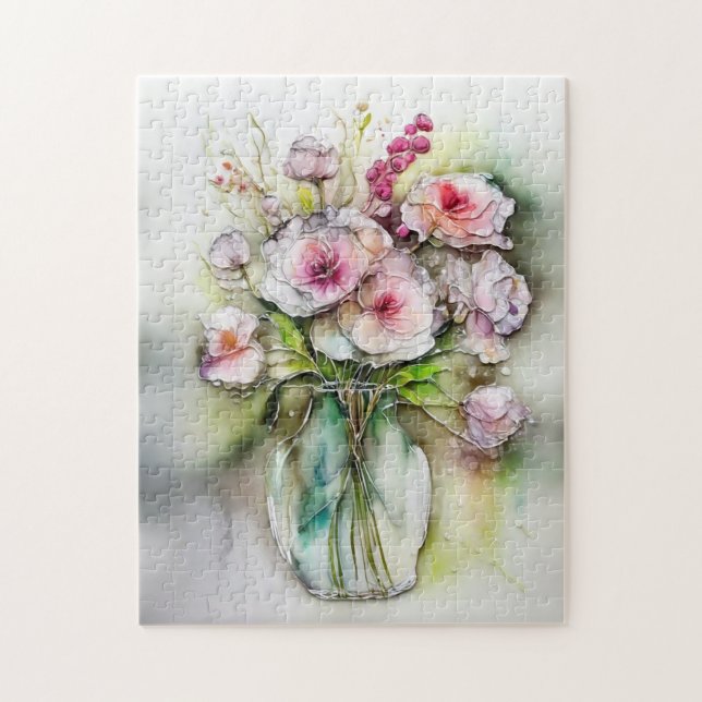 Glasvase mit Blume Puzzle (Vertikal)