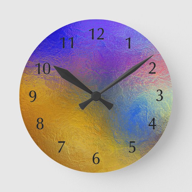 Glasverkleidung, durchsichtiges, farbiges, glänzen runde wanduhr (Vorderseite)