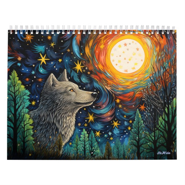 Glaswolf mit Mondkalender 2024 Kalender (Titelbild)