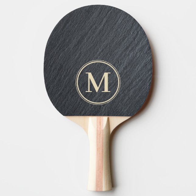 Glatt Dunkler Granit Monogramm Tischtennis Schläger (Rückseite)