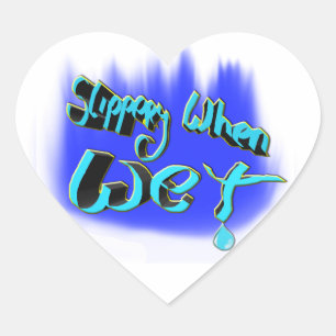 glatt, wenn naß Herz-Aufkleber