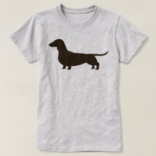 Glatte behaarte Dackel-HundeSilhouette der T-Shirt